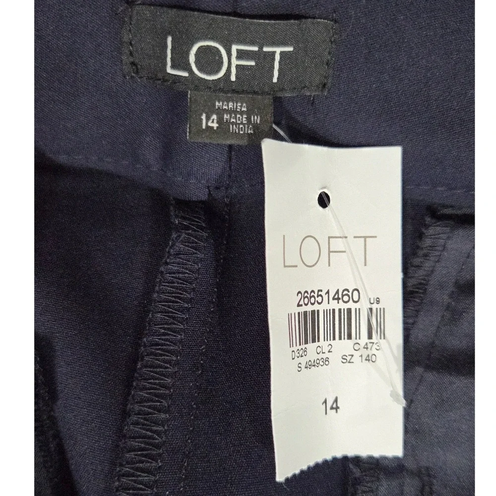 LOFT Womens Ankle Dress Pants Stretch Straight Leg Sz 14 Navy Blue Work New - Picture 4 of 8